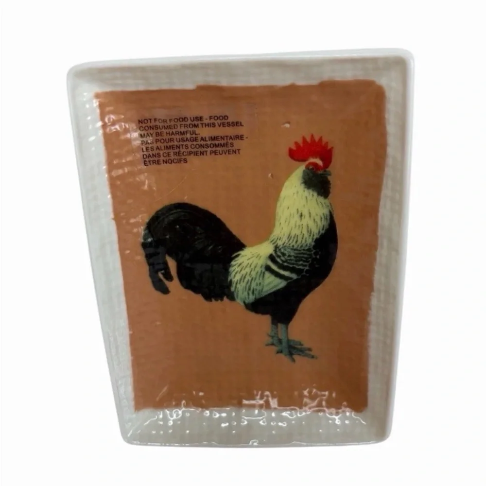 Ashland Trinket Mini Dish Tray Rooster Chicken Hen Farmhouse Country Decor Brown